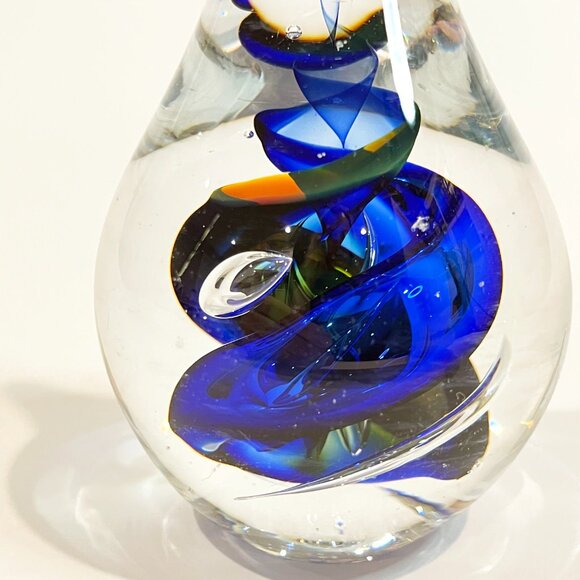 Marian Pyrcak Teardrop Glass Paperweight Signed Polish Studio Art Glass 5.5" - Picture 6 of 9